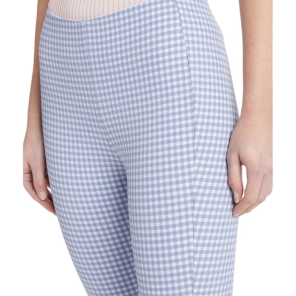 rag & bone Simone Gingham Pant High Rise Cropped Italian Stretch Blue Size 6 - Picture 3 of 11